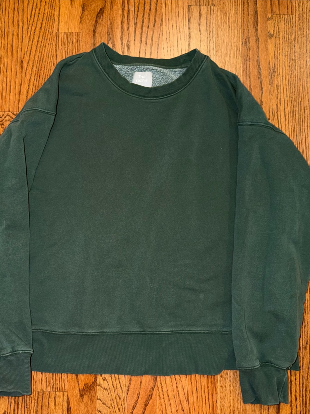 TNA Green Cozy AF Fleece Crewneck